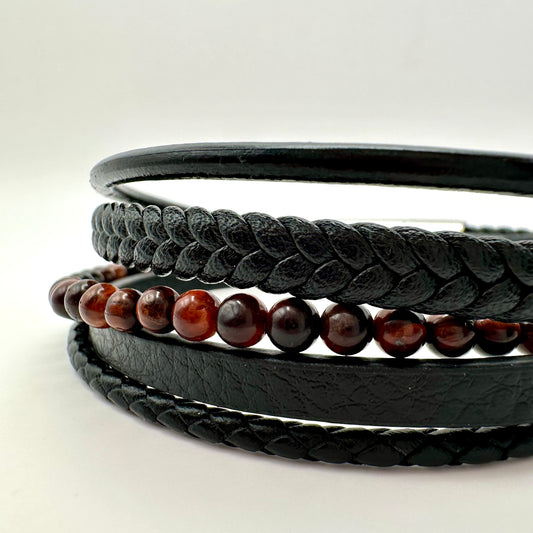 Herren-Armband „Magma Stack“ mit Naturstein-Perlen