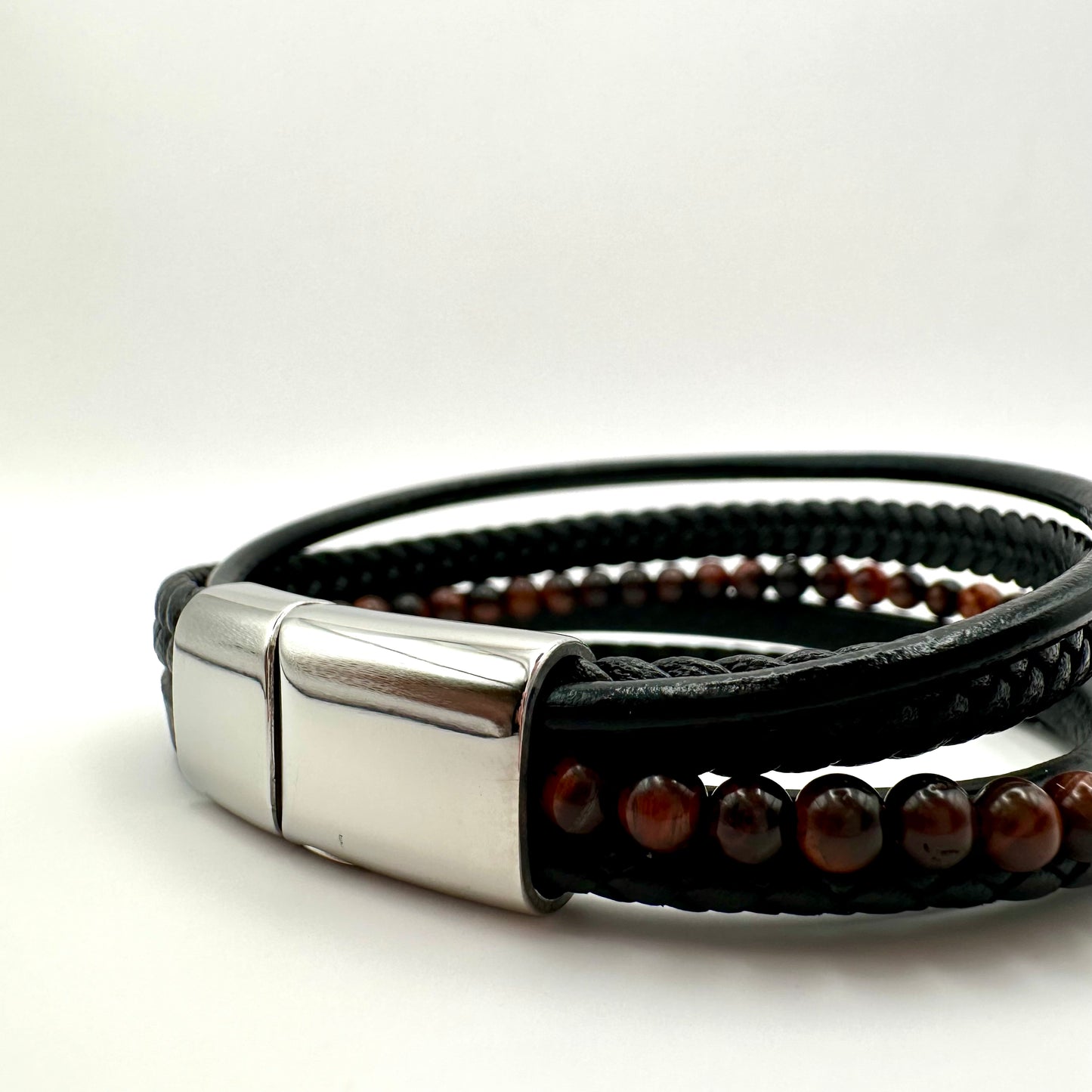 Herren-Armband „Magma Stack“ mit Naturstein-Perlen