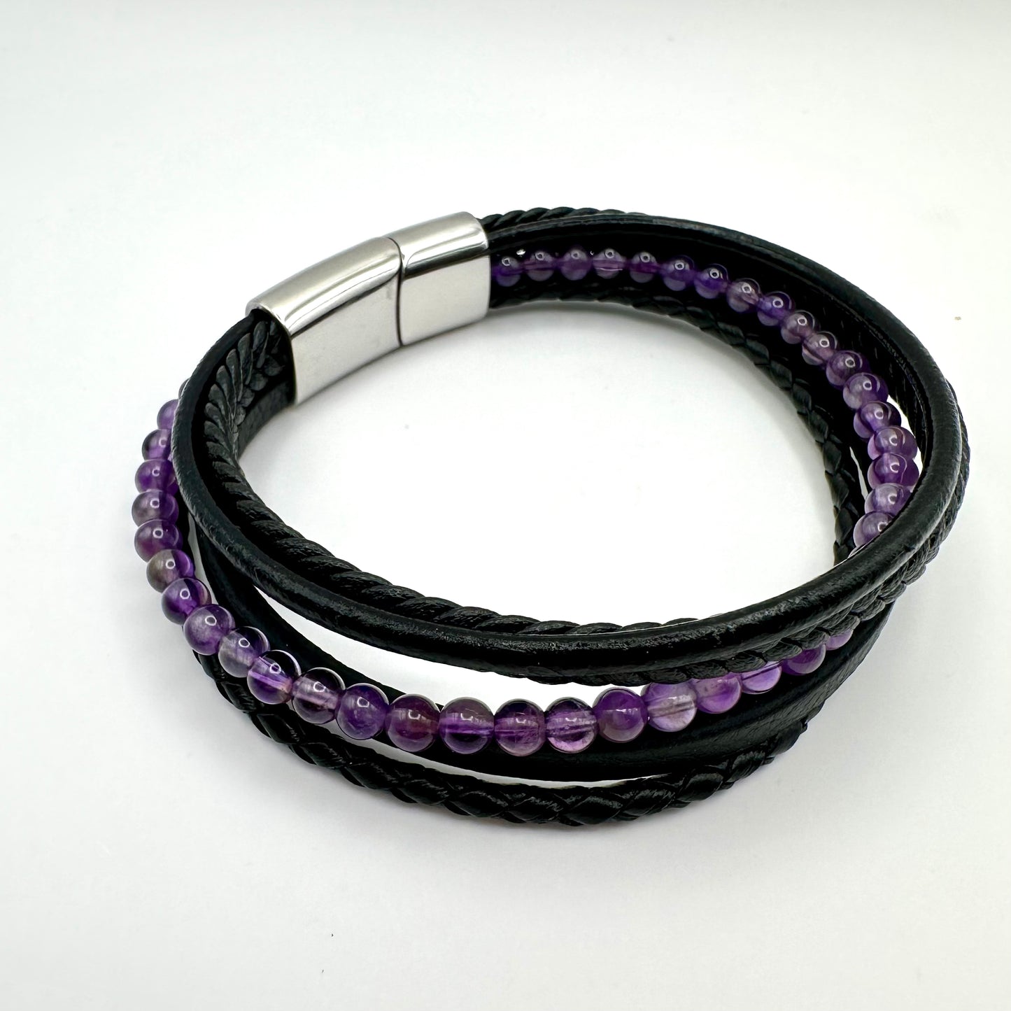 Herren-Armband „Amethyst Night“ im Multi-Layer-Look