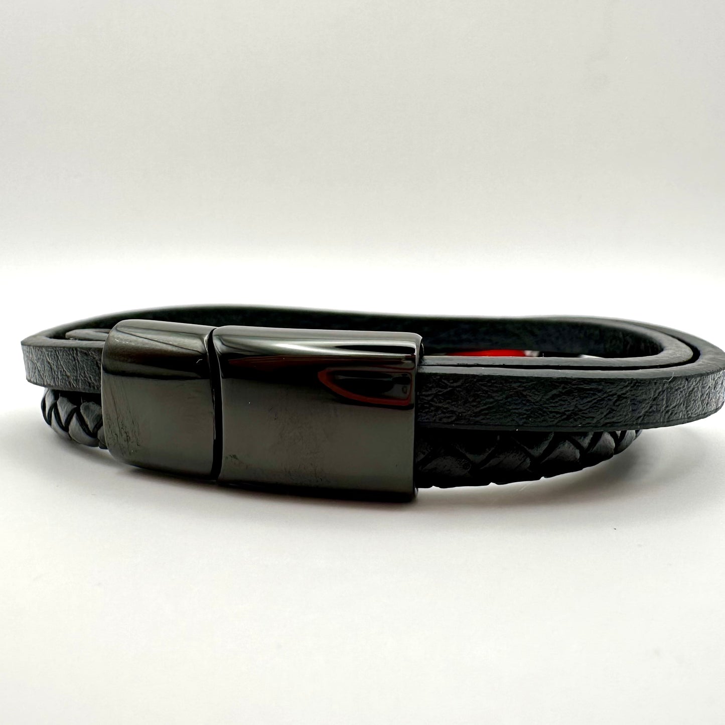 Herrenarmband Karneol und Veganes Leder