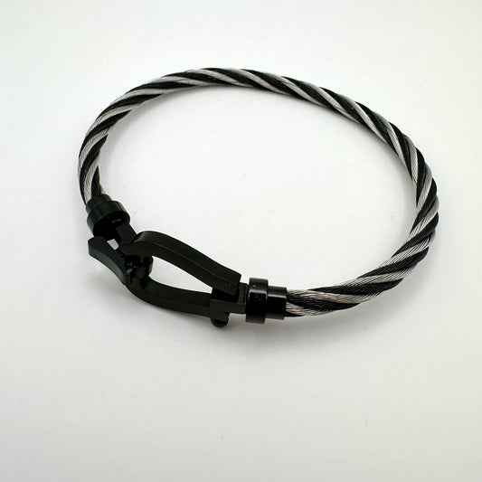 Herren-Armband „Duo Horizon“ in Schwarz & Silber