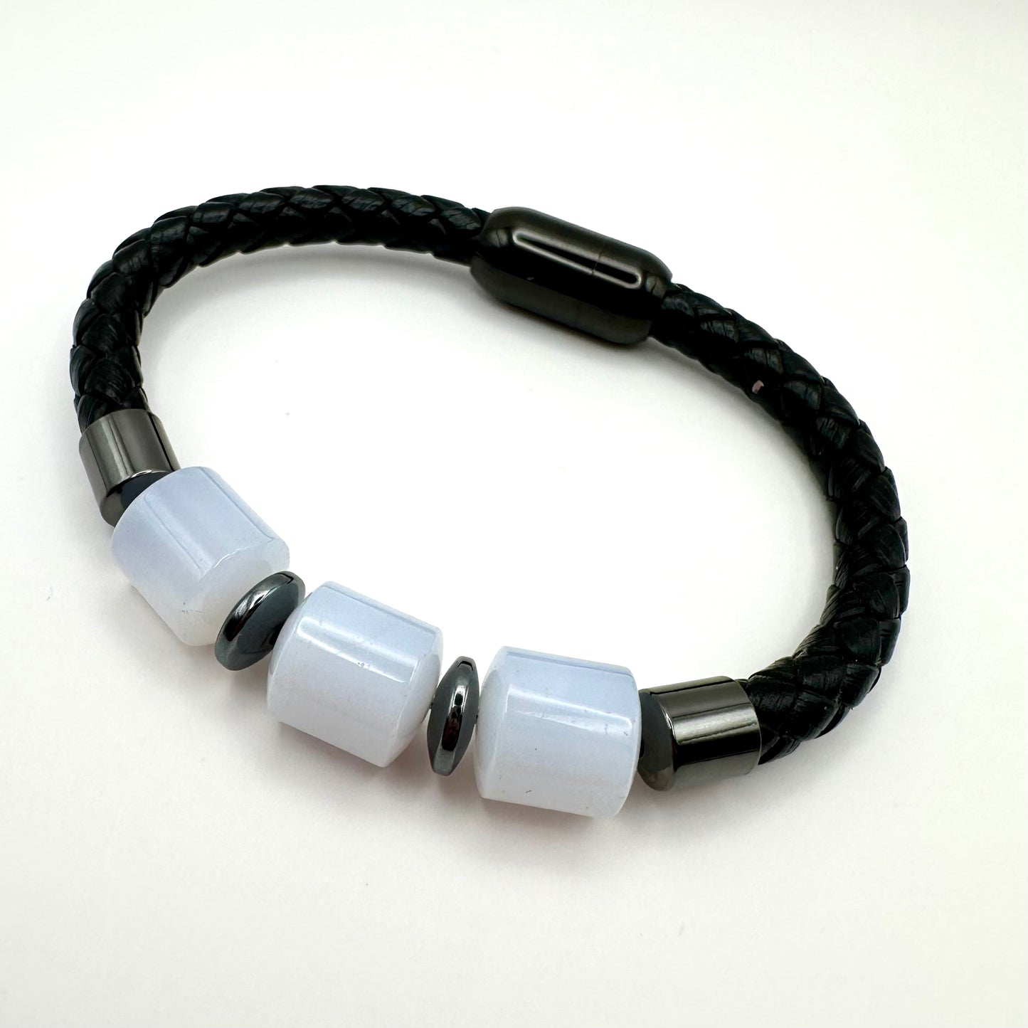 Herrenarmband Opalit und Veganes Leder
