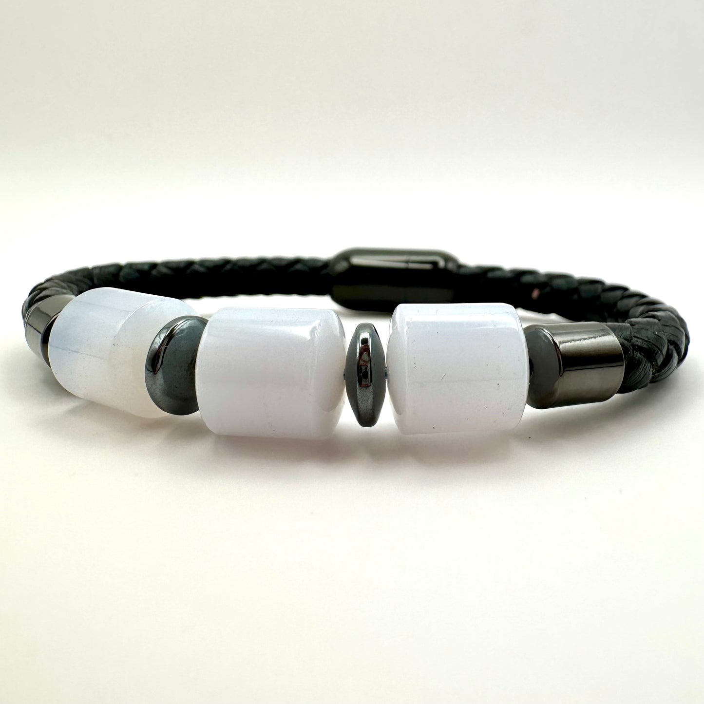 Herrenarmband Opalit und Veganes Leder