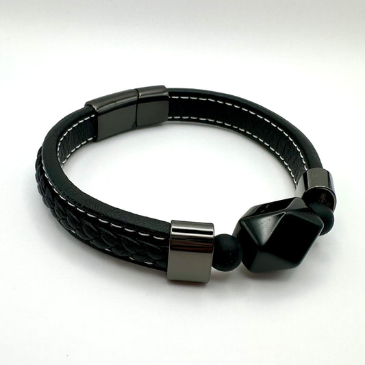 Herren-Lederarmband "Geometric Onyx"
