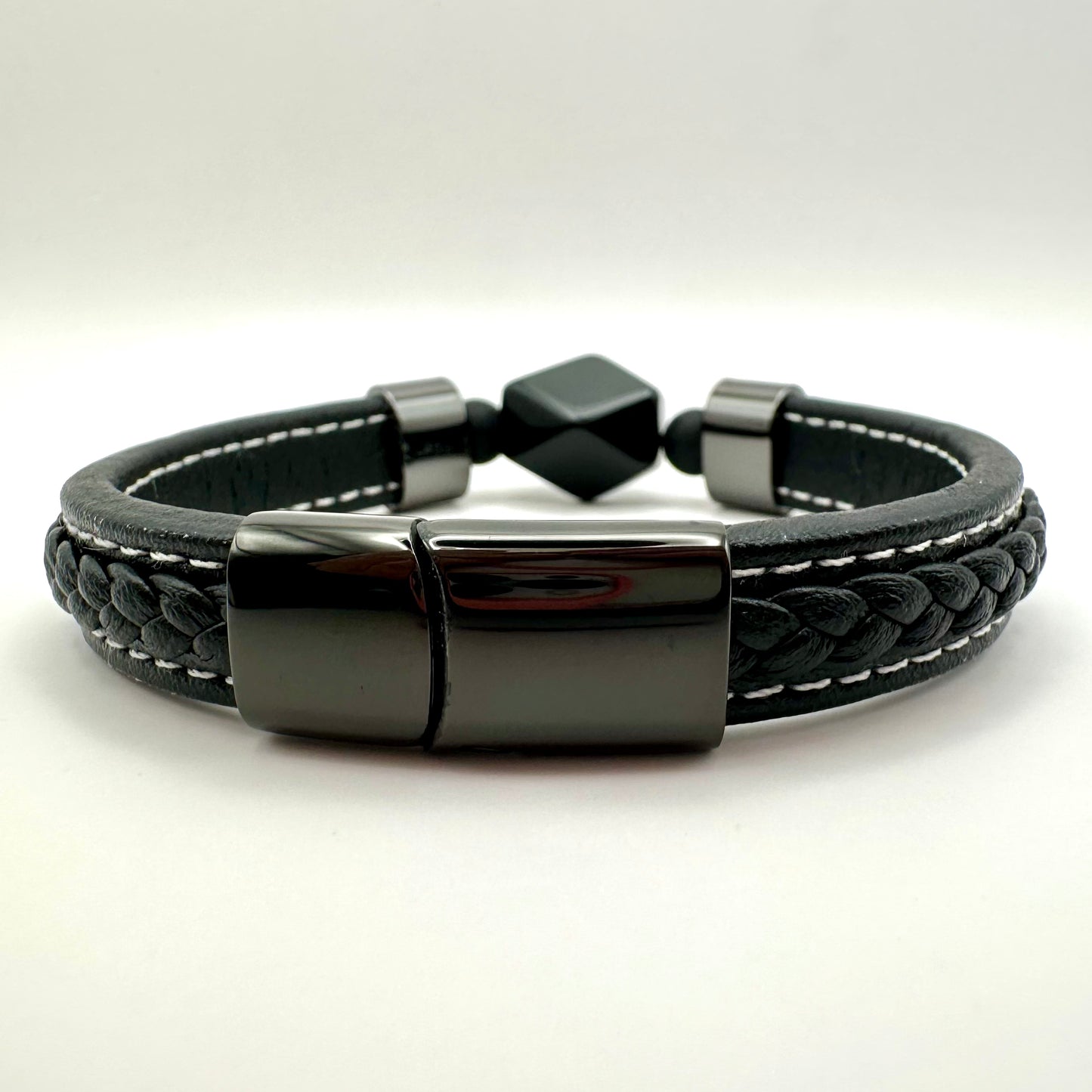 Herren-Lederarmband "Geometric Onyx"