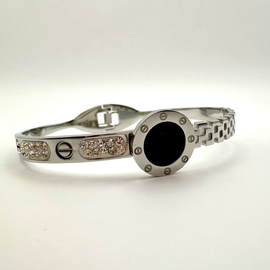 Armreif „Geometric Circle“ mit Zirkonia-Pavé
