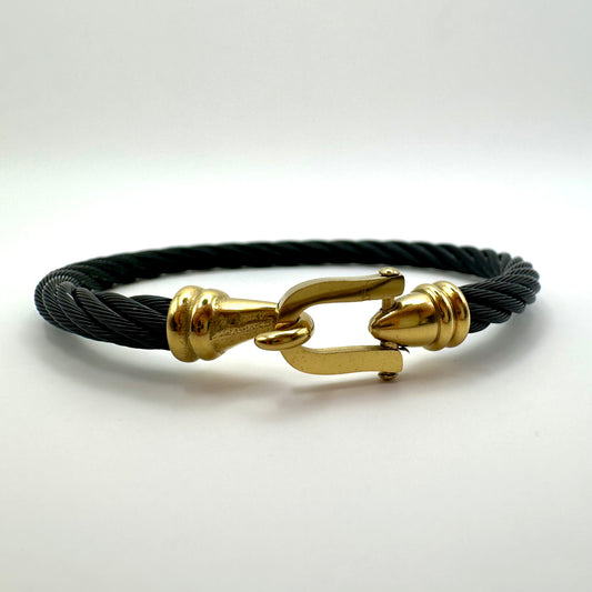 Armreif „Nautical Black & Gold“ mit Hufeisen-Verschluss