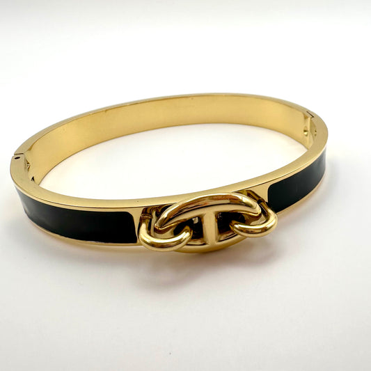 Armreif „Anchor Link“ mit schwarzer Emaille