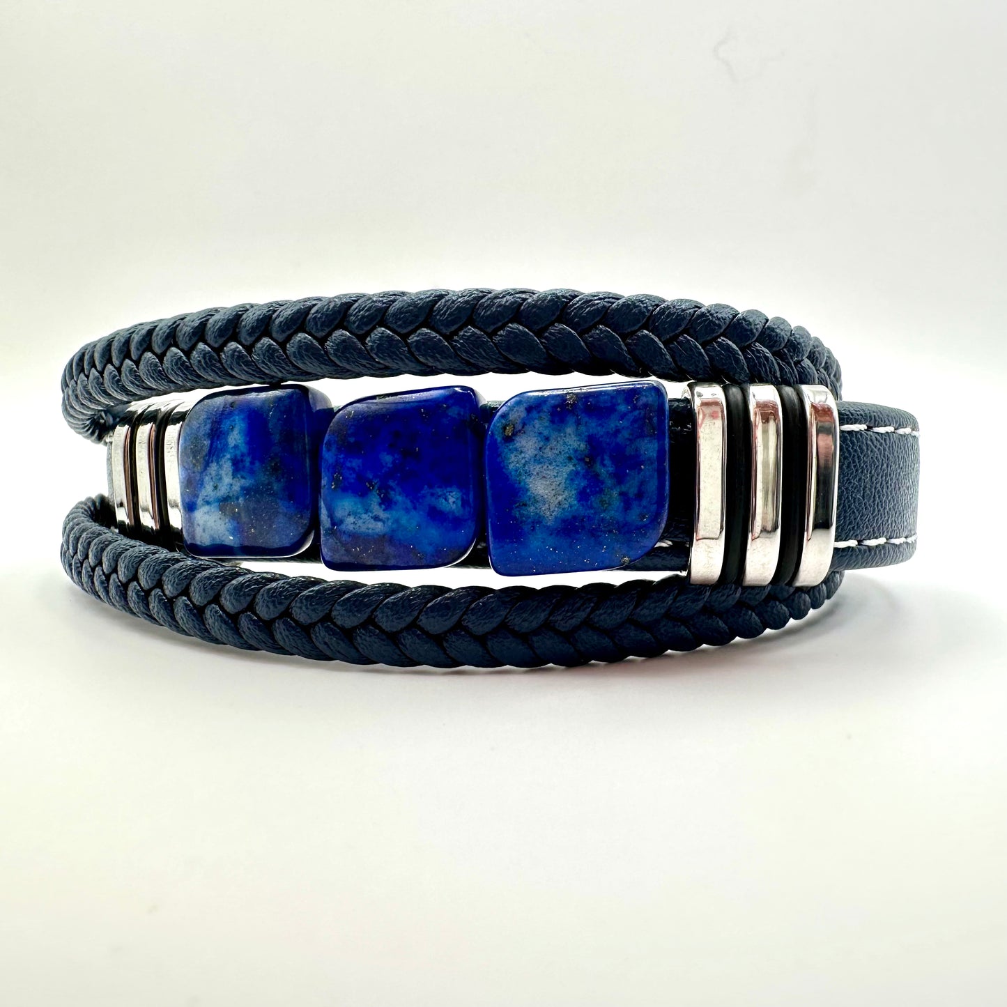 Herren Lederarmband mit Lapislazuli