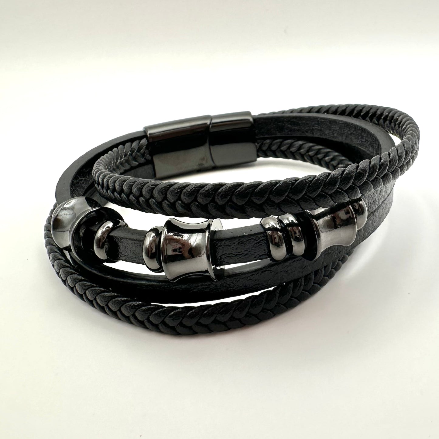 Veganes Leder | Herrenarmband Hämatit