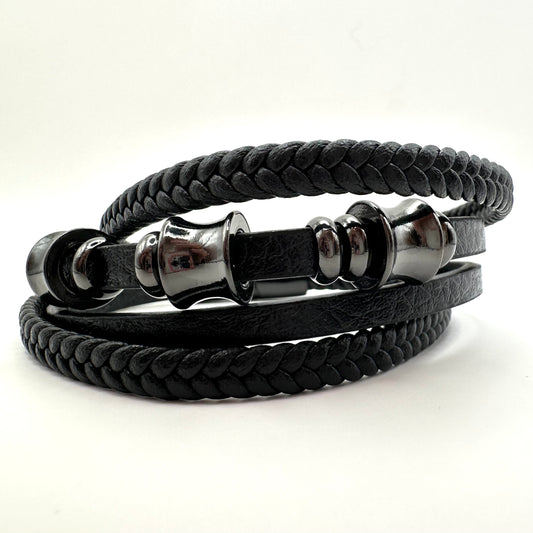 Veganes Leder | Herrenarmband Hämatit