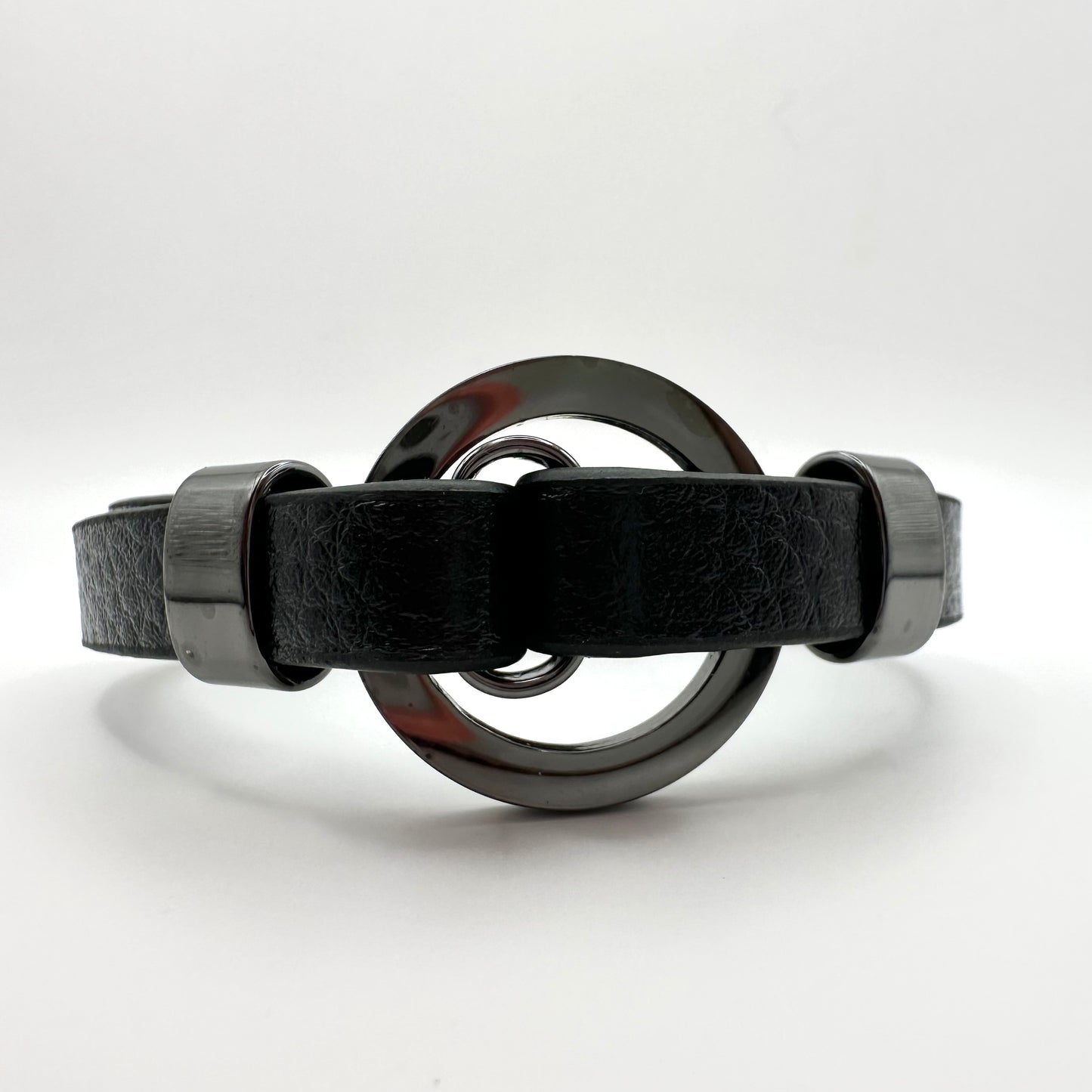 Herren-Lederarmband mit markantem Hematit