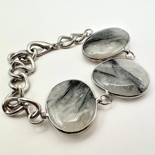 Armband mit Moosachat und Edelstahl