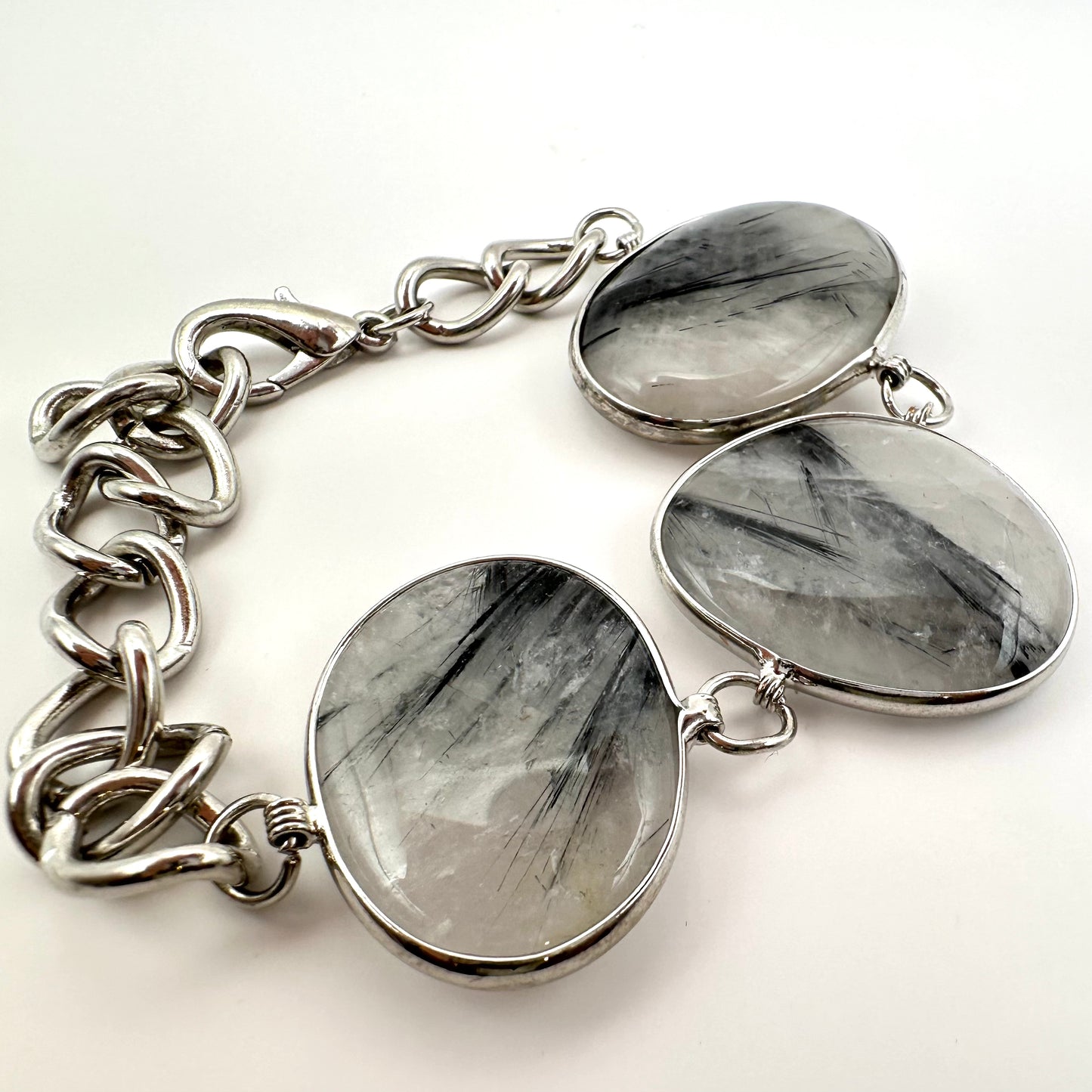 Armband mit Moosachat und Edelstahl