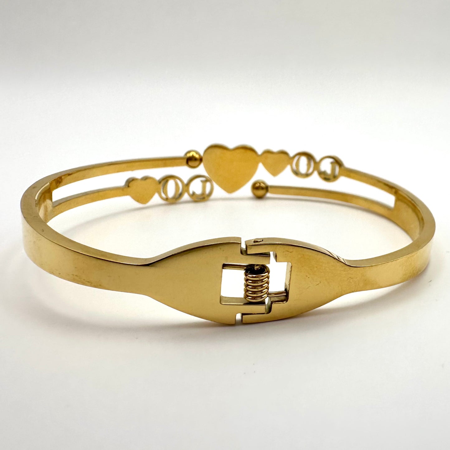 Romantischer Armreif "LOVE" mit Perlmutt-Herz (Gold-Optik)