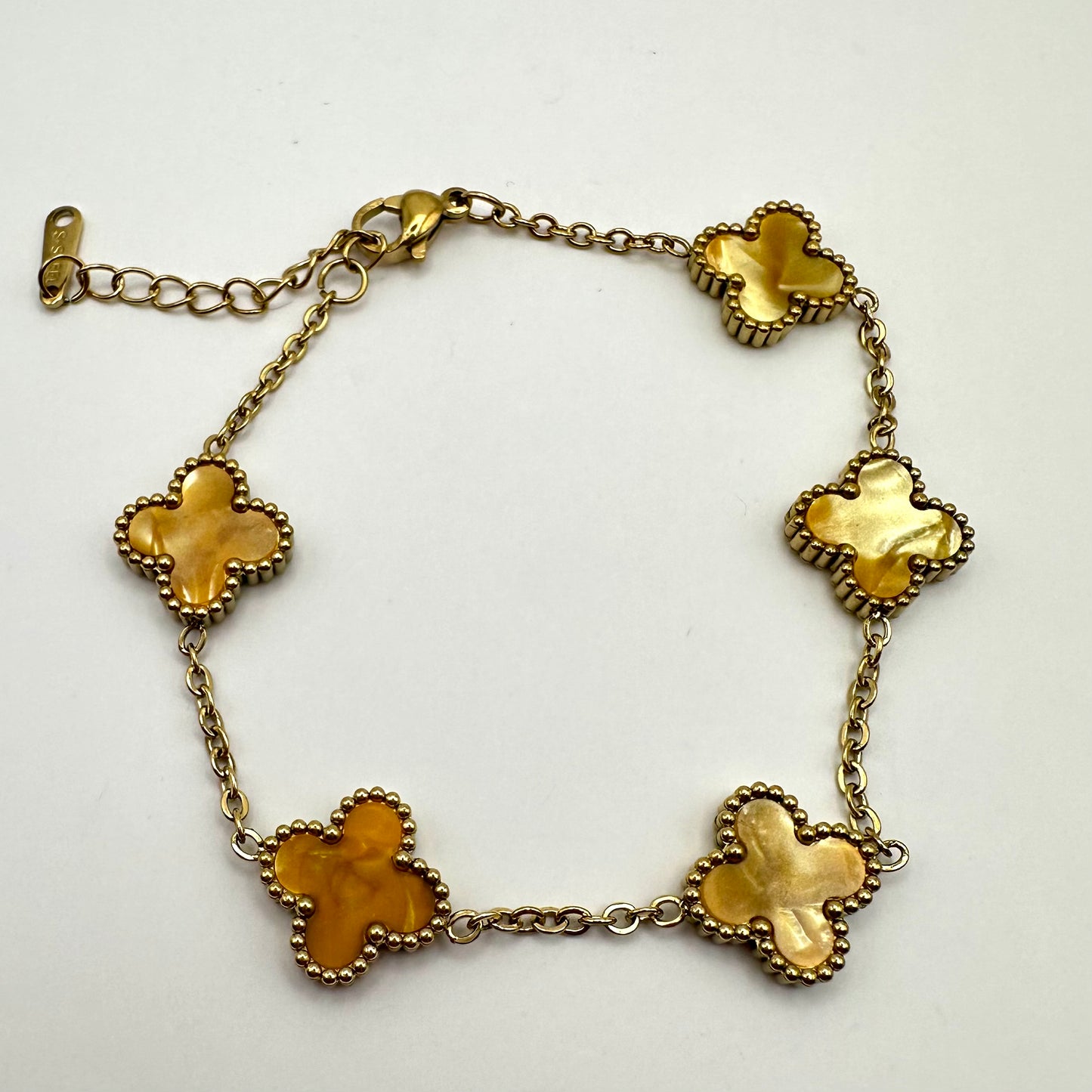 Damen-Armband "Glücksklee" mit Perlmutt-Inlays