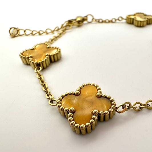 Damen-Armband "Glücksklee" mit Perlmutt-Inlays