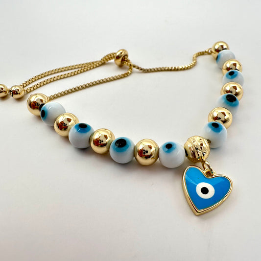 Damen-Armband "Nazar-Herz" mit goldenen Akzenten