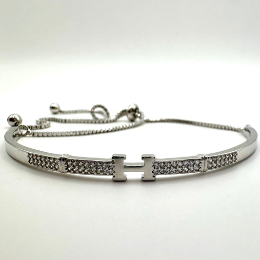 Damen-Armreif "H-Design" mit Zirkonia-Besatz