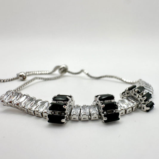 Damen-Armband "Baguette Royal" mit Schwarz-Weiß-Kontrast