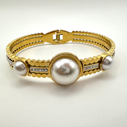 Damen-Armreif "Pearl Majesty" mit Zirkonia-Akzenten