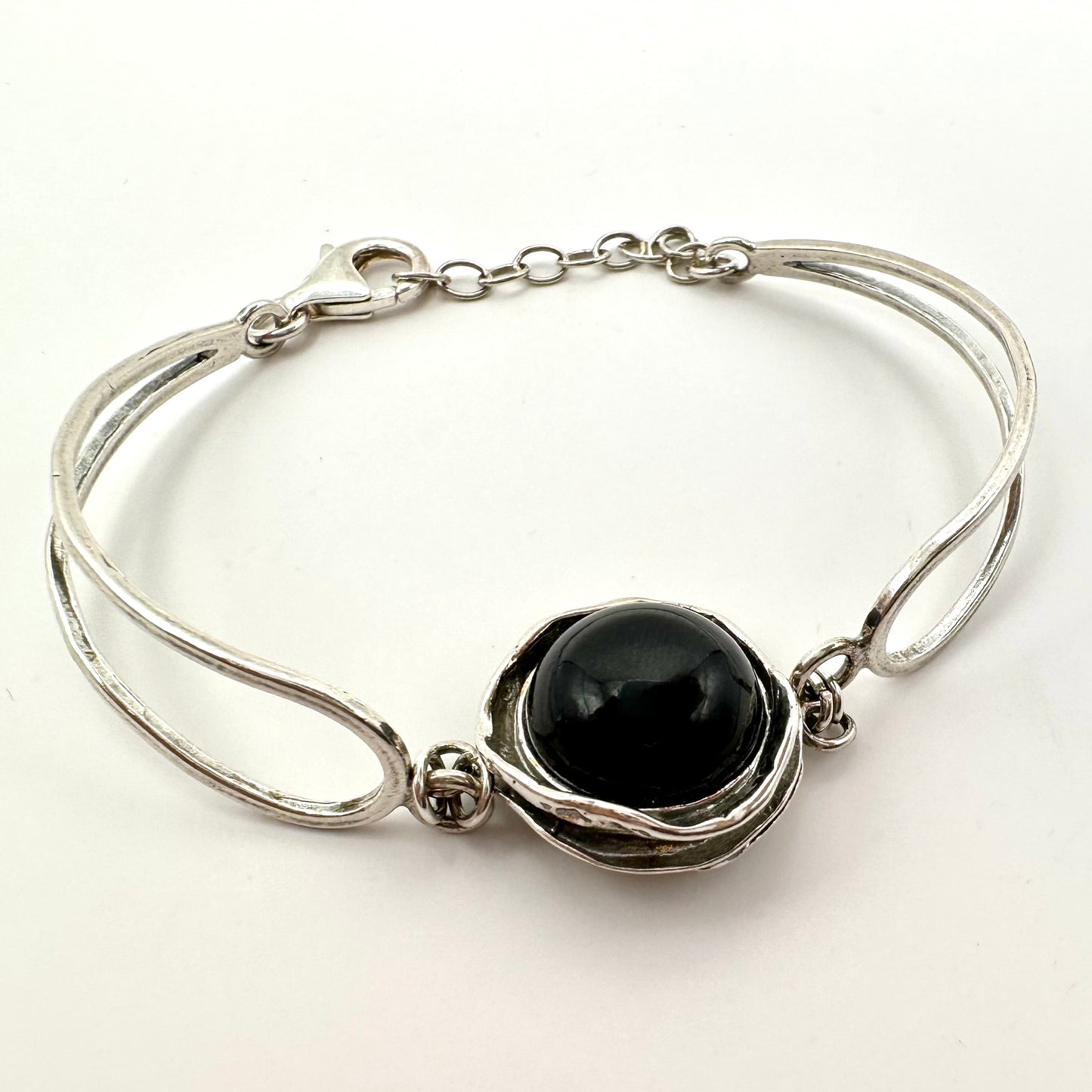 Schwarz Bernstein Armreif (925er Silber)