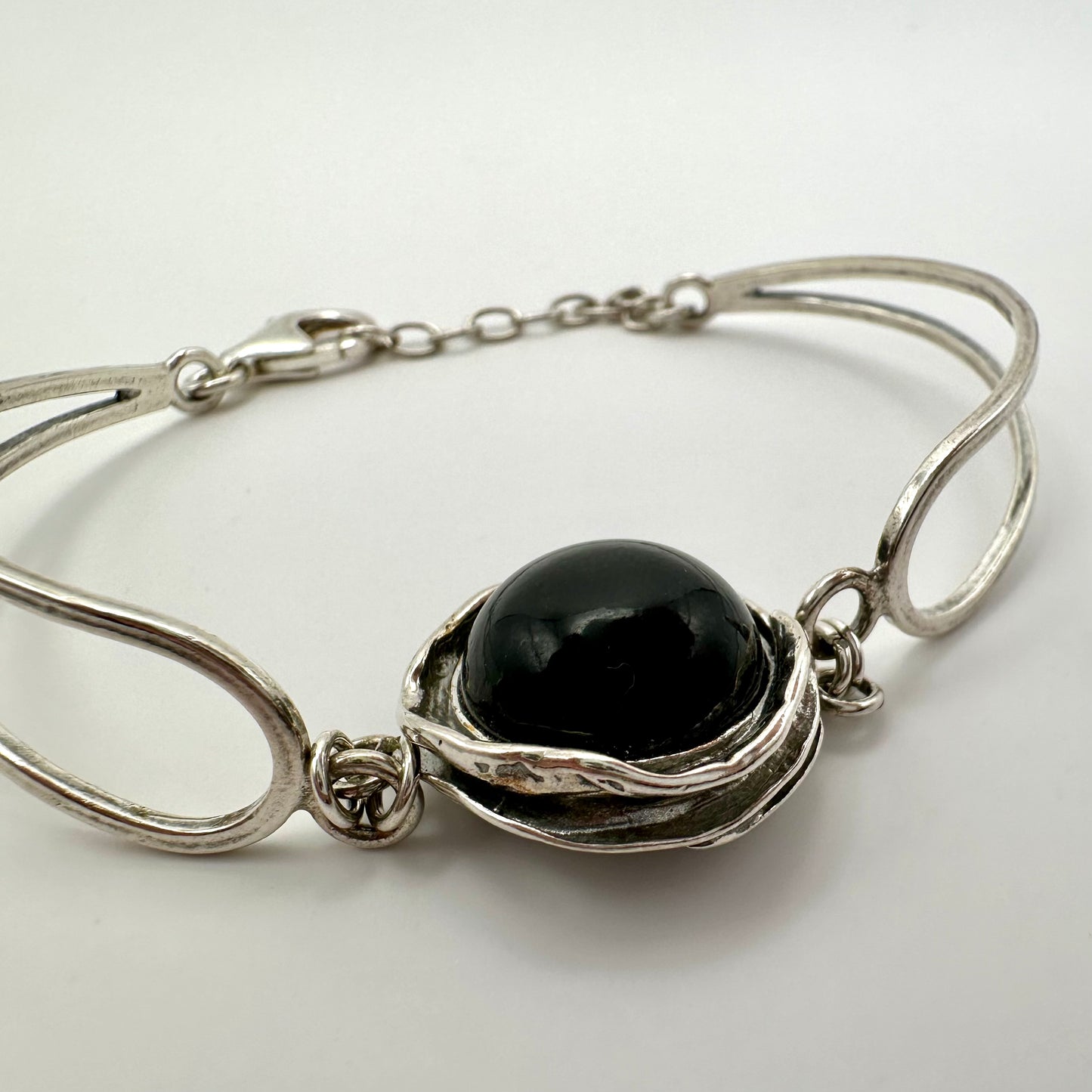 Schwarz Bernstein Armreif (925er Silber)