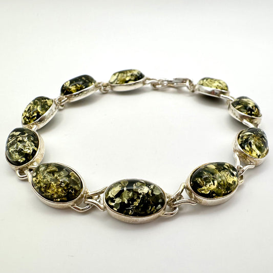 Damen-Armband „Forest Amber“ mit grünem Bernstein
