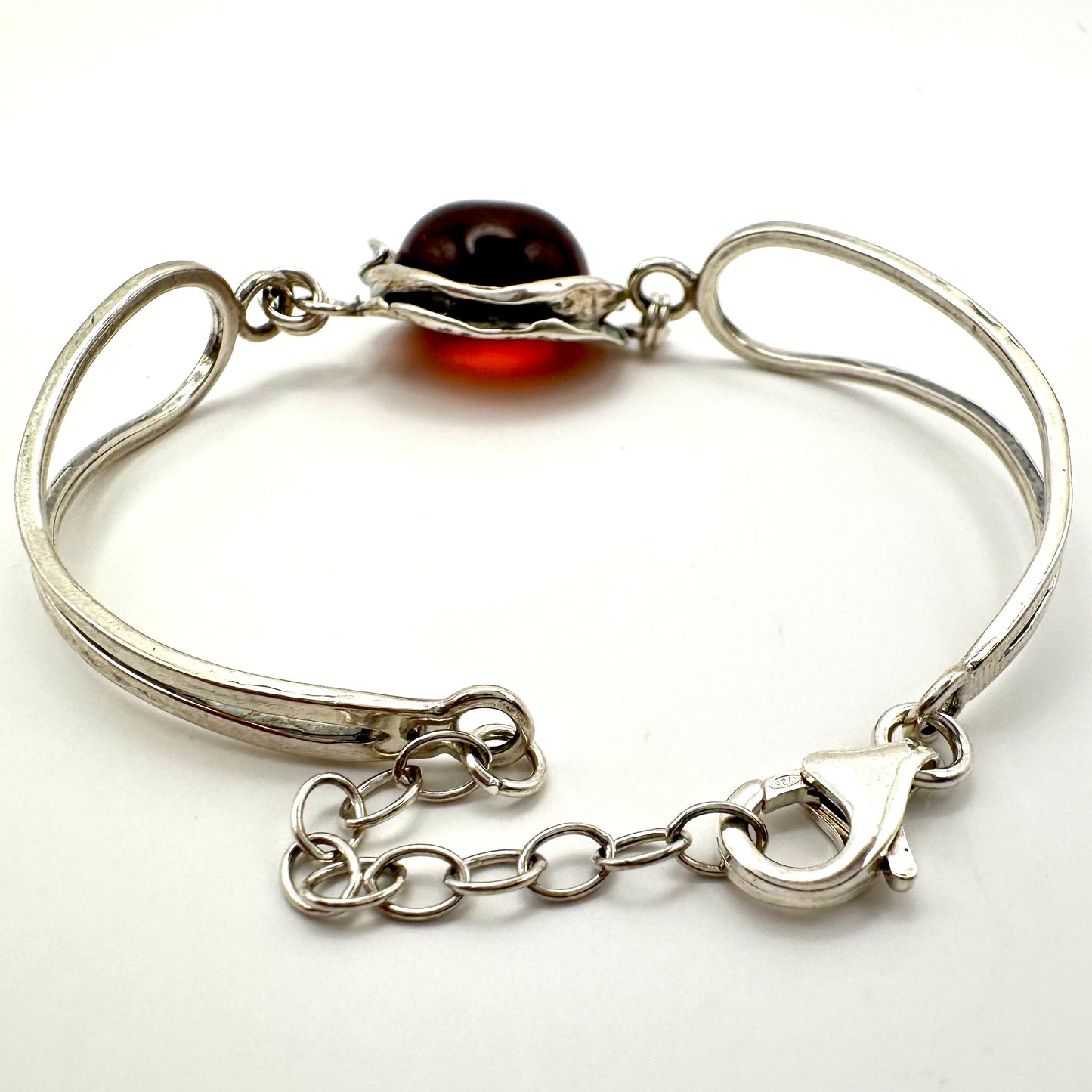 Roter Bernstein Armreif (925er Silber)
