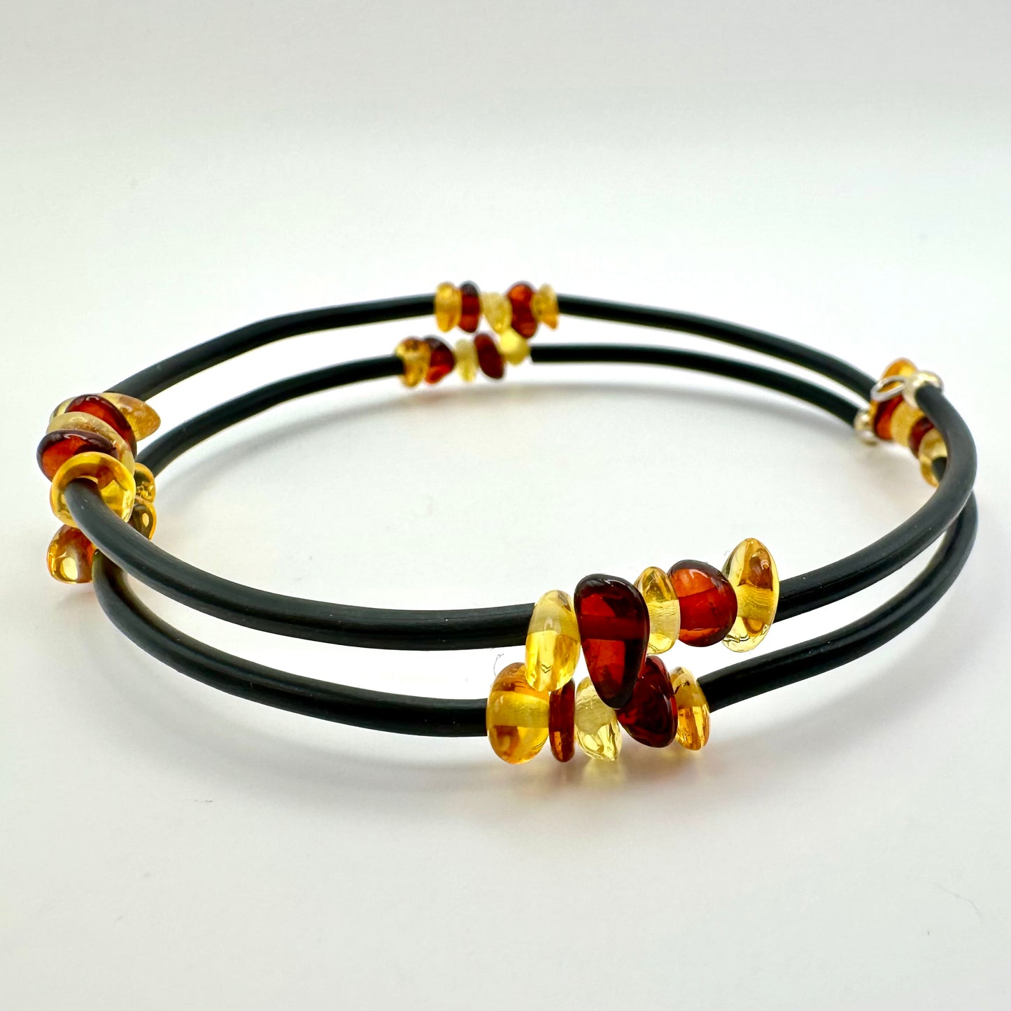 Minimalistisches Doppel-Armband mit Naturbernstein