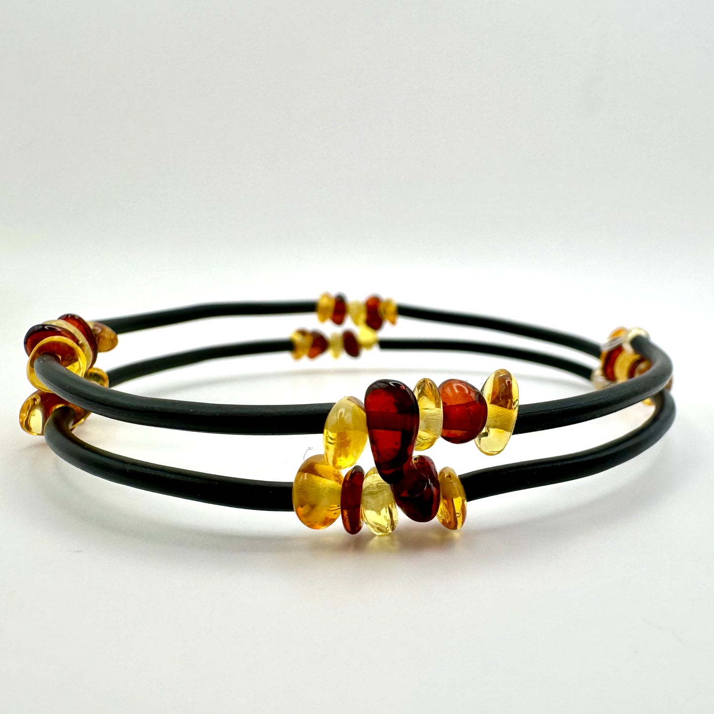 Minimalistisches Doppel-Armband mit Naturbernstein