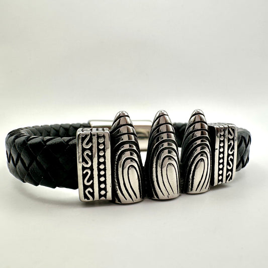 Herren-Lederarmband mit markanten "Bullet"-Elementen