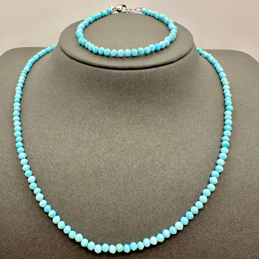 Schmuck-Set aus facettiertem «Türkis-Glow»