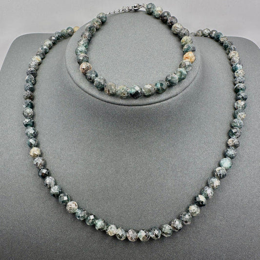 Schmuck-Set aus facettiertem Seraphinit (Halskette & Armband)