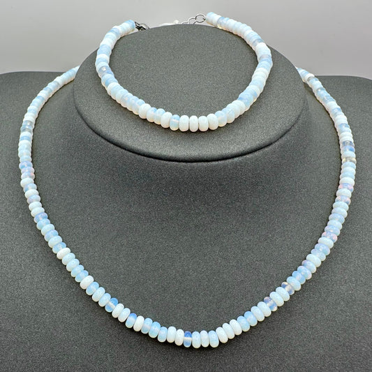 Schmuck-Set aus facettiertem Opalith (Halskette & Armband)