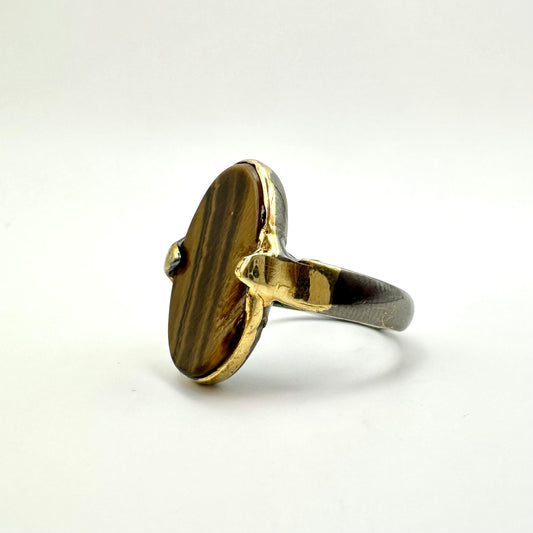 Damen-Ring „Golden Eye“ aus Sterling-Silber & Tigerauge