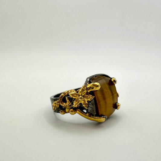 Damen-Ring  aus Sterling-Silber & Tigerauge