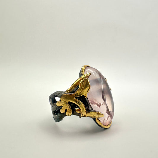 Damen-Ring „Midnight Orbit“ aus Sterling-Silber & Rosenquarz