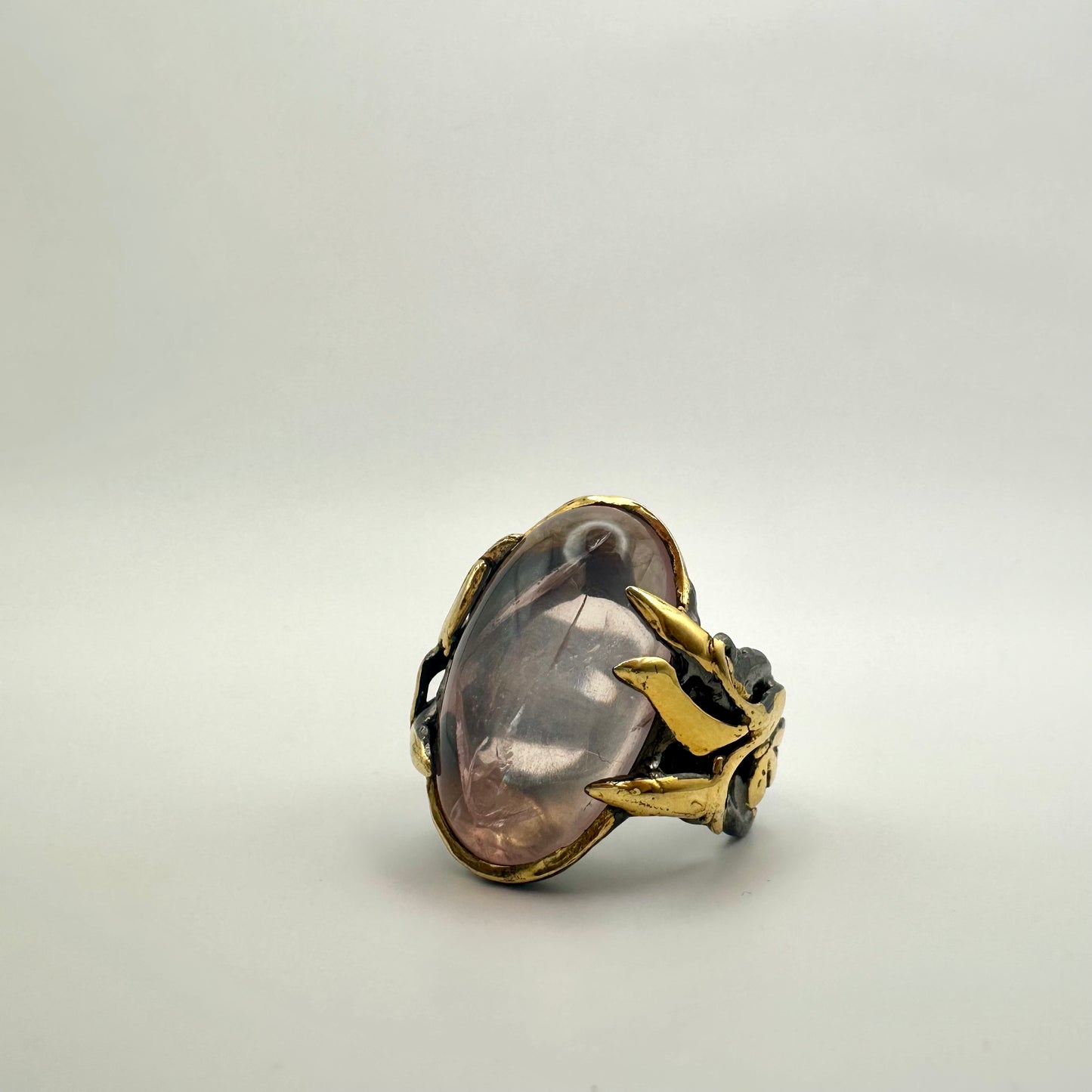 Damen-Ring „Midnight Orbit“ aus Sterling-Silber & Rosenquarz