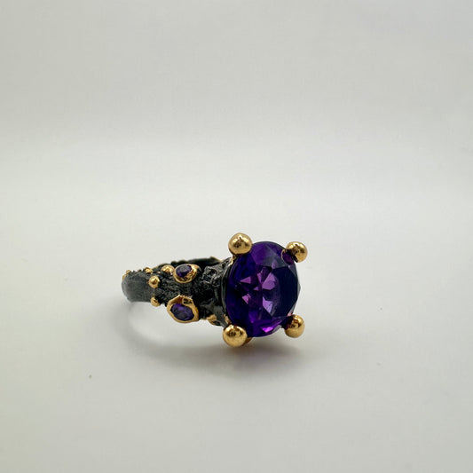 Damen-Ring „Solar Glow“ aus Sterling-Silber & Amethyst