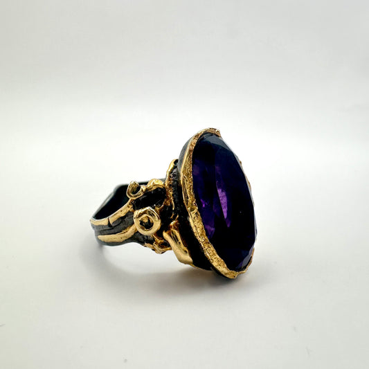 Damen-Ring „Olive Grove“ aus Sterling-Silber & Amethyst