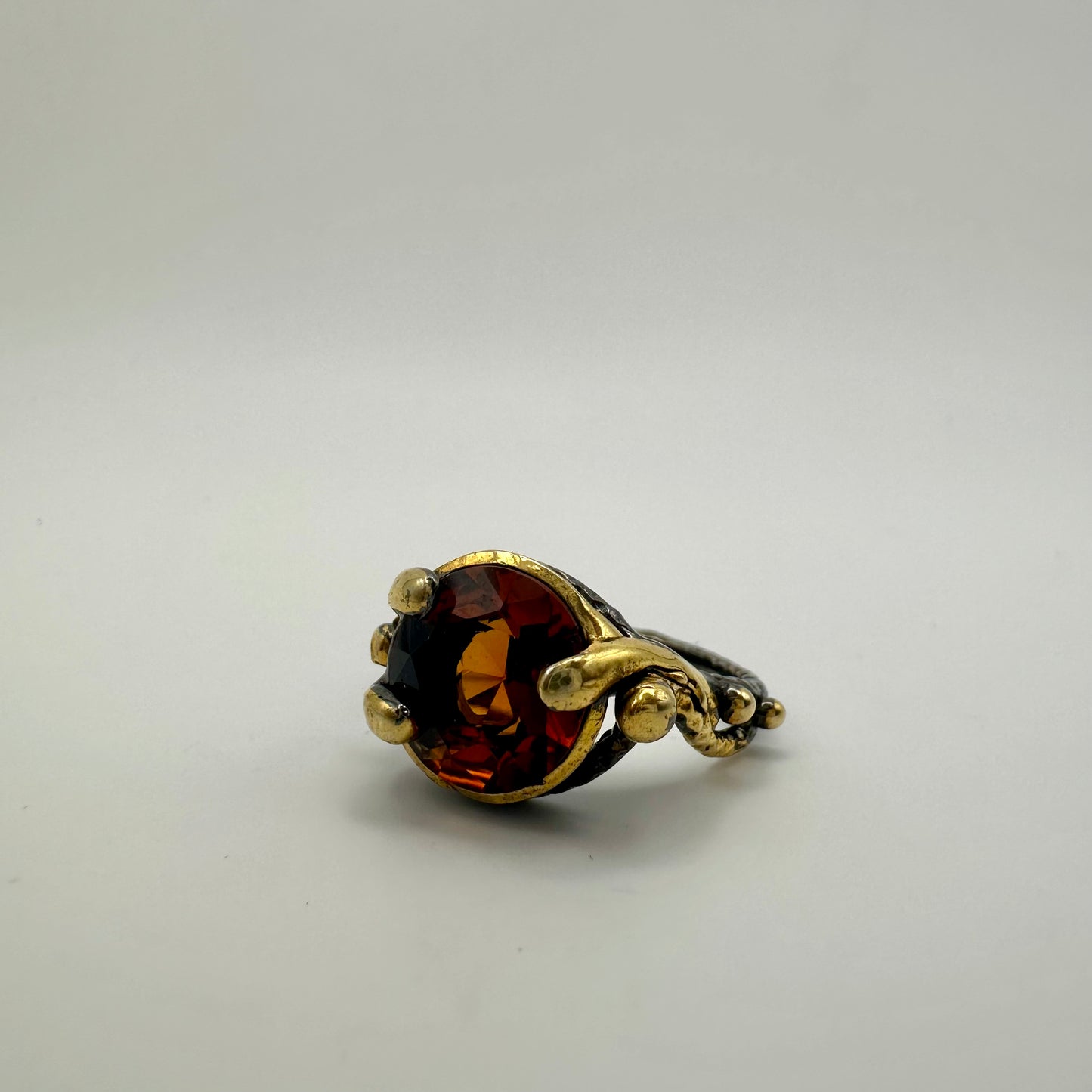 Damen-Ring „Golden Moss“ aus Sterling-Silber & Citrin