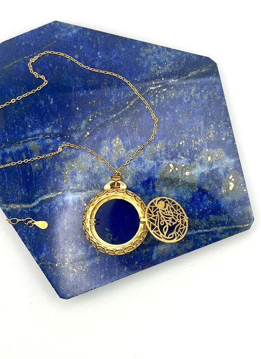 Eleganter Anhänger mit echtem Lapislazuli in vergoldetem Silber (925)