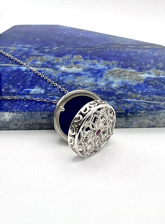 LAPIS LAZULI MEDAILLON &amp; KETTE aus 925er SILBER